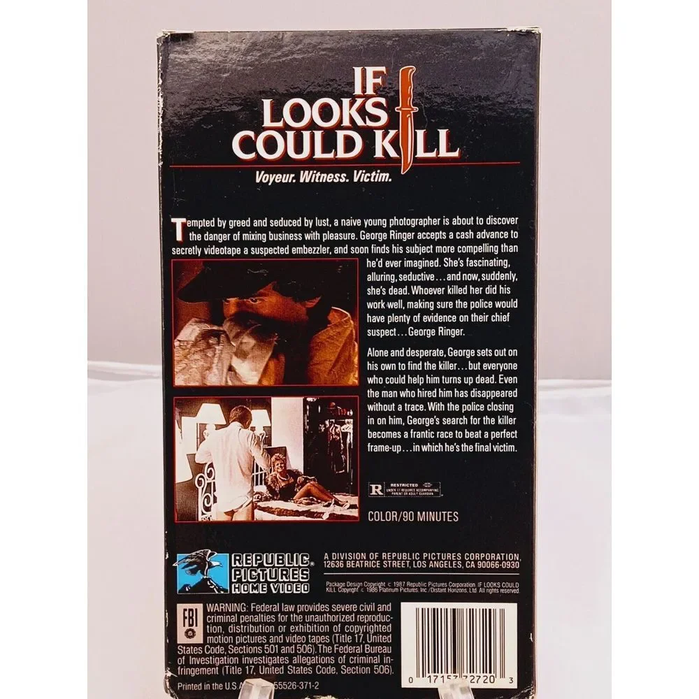 If‎ Looks Could Kill VHS 1987 Republic Pictures Thriller Kim Lambert Tim Gail